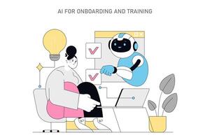 Using AI for Human Resources. Flat Illustration vector