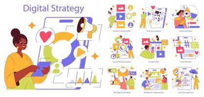 Digital Strategy. Flat Illustration vector