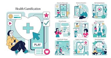 Health Gamification. Flat Illustration vector