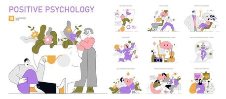 Positive Psychology. Flat Illustration vector