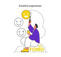 way to defeat fomo. Flat Illustration vector