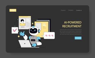 Using AI for Human Resources. Flat Illustration vector