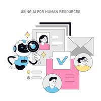 Using AI for Human Resources. Flat Illustration vector
