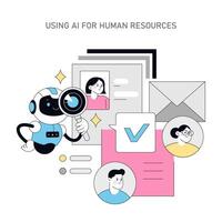 Using AI for Human Resources. Flat Illustration vector