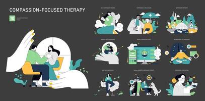 Compassion Focused Therapy. Flat Illustration vector