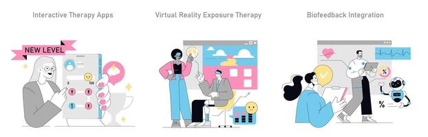 Gamification In Psychotherapy. Flat Illustration vector