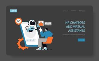 HR Chatbots and Virtual Assistants concept illustration vector