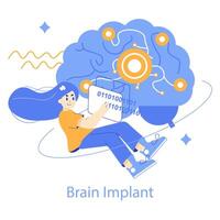 Brain implant technology concept illustration vector