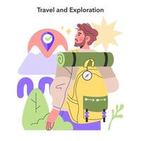 viaje y exploración tema. ilustración. vector