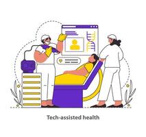 asistido por tecnología salud plano ilustración. vector