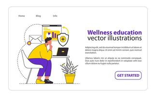 Wellness Education concept Portrays the enrichment of health knowledge through online resources, symbolizing informed self-care practices illustration vector