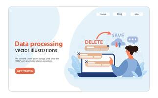 Data processing concept. Flat illustration vector