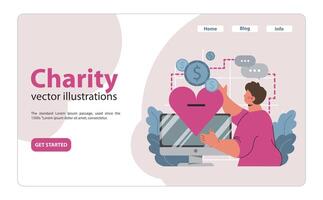 Online charity and charitable foundation. Web service to help people vector