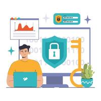 Data encryption. Personal information, internet access or database vector