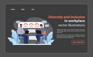 Workplace collaboration scene. Flat illustration vector