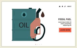 Fossil fuel. Oil industry, fossil resources extraction. Fuel dispenser vector