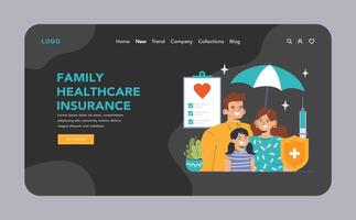 Family Healthcare Insurance concept. Flat illustration vector