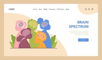 Neurodiversity web banner or landing page. Cognitive development vector