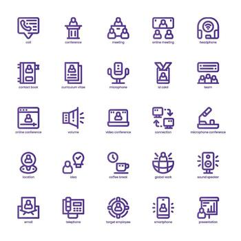 Business Meeting icon pack for your website, mobile, presentation, and logo design. Business Meeting icon basic line gradient design. graphics illustration and editable stroke. vector