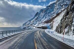 Road in Norway in winter photo