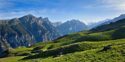 Panorama of Himalayas mountains photo