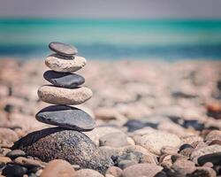 Zen balanced stones stack photo