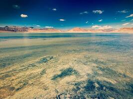 Salt lake Tso Kar in Himalayas. Ladakh, India photo