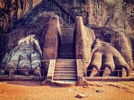 león patas ruta en sigiriya roca, sri lanka foto