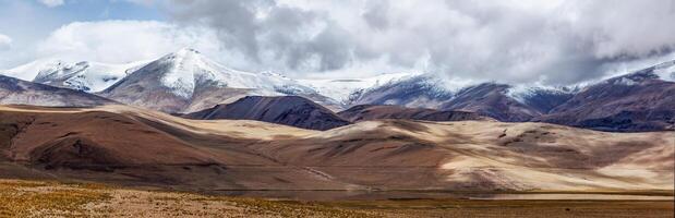 Panorama of Himalayan lake Tso Kar in Himalayas, Ladakh, India photo