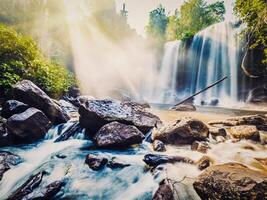 Tropical waterfall in Cambodia photo