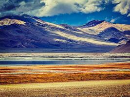 Salt lake Tso Kar in Himalayas. Ladakh, India photo