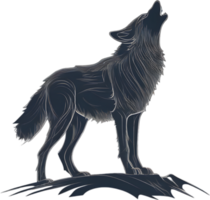 een minimalistische wolf silhouet gehuil. ai-gegenereerd. png