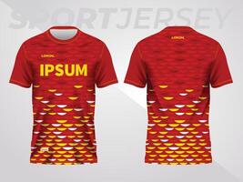 red yellow background for sports jersey pattern. color abstract geometric line texture background shirt front and back view mockup. vector