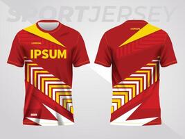 red yellow background for sports jersey pattern. color abstract geometric line texture background shirt front and back view mockup. vector