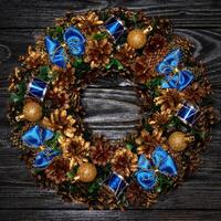 Christmas wreath top view photo