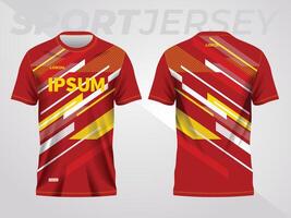 red yellow background for sports jersey pattern. color abstract geometric line texture background shirt front and back view mockup. vector