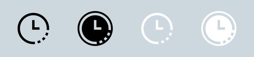 Timer icon set in black and white. Countdown signs illustration. vector