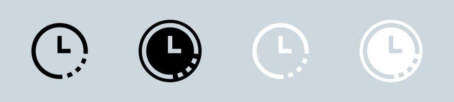 Timer icon set in black and white. Countdown signs illustration. vector