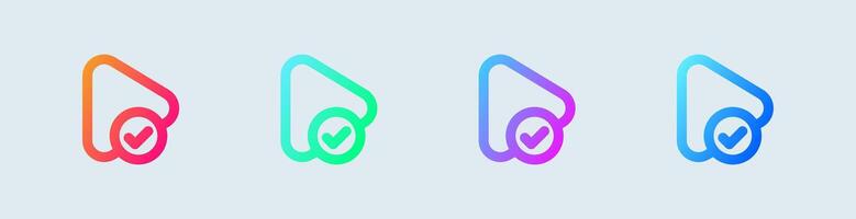 Play button line icon in gradient colors. Media player signs illustration. vector