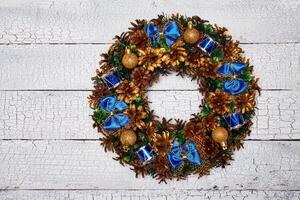 Christmas wreath top view photo