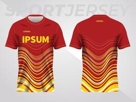 red yellow background for sports jersey pattern. color abstract geometric line texture background shirt front and back view mockup. vector