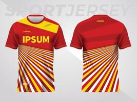 red yellow background for sports jersey pattern. color abstract geometric line texture background shirt front and back view mockup. vector