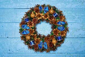 Christmas wreath top view photo