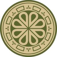 green with black round ancient Byzantine ornament. Classical circle of the Eastern Roman Empire, Greece. Pattern motifs of Constantinople vector