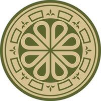 verde con negro redondo antiguo bizantino ornamento. clásico circulo de el oriental romano imperio, Grecia. modelo motivos de Constantinopla vector