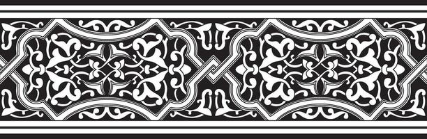 monochrome seamless oriental national ornament. Endless ethnic floral border, arab peoples frame. Persian painting. vector
