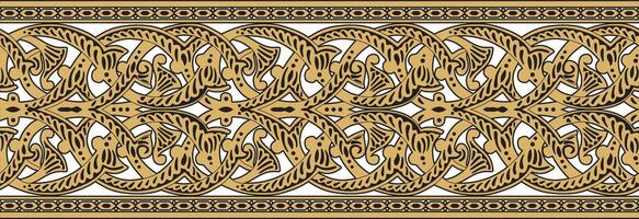 golden seamless arabic national ornament. Ethnic endless pattern, oriental and african peoples of asia, persia, iran, iraq, syria vector