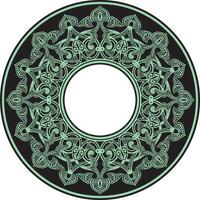 green round oriental ornament. Arabic patterned circle of Iran, Iraq, Turkey, Syria. Persian frame, border vector