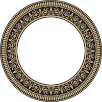 round gold and black Indian national ornament. Ethnic plant circle, border. Frame, flower ring. Poppies and leaves vector