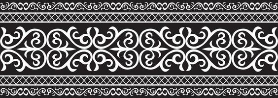 monochrome Kazakh national seamless ornament. Endless pattern border, frame of the nomadic peoples of the great steppe. Turks, Kyrgyz, Mongols, Tatars, Kalmyks, Buryats. vector